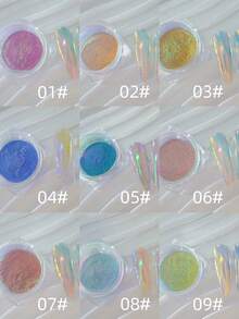 9pcs/Set Y2K Chameleon Nail Glitter Powder, Holographic Neon Iridescent Multifunctional Decorative Nail Glitter Powder - 彩色 - 查看 3
