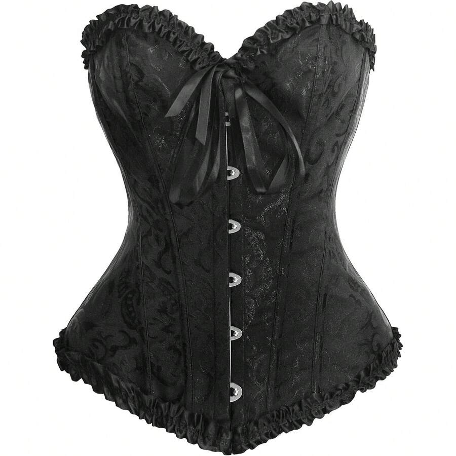 Women's Waist Cincher Bustier Boned Corset With  Design In 2025 - Đen-2 - Xem 1