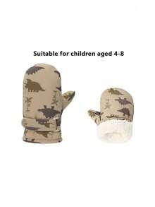 Nuovi guanti da sci per bambini - Tessuto impermeabile e ad asciugatura rapida, imbottitura termica per autunno e inverno, guanti spessi adatti per bambini da 2 a 4 anni, con stampa a cartoni animati