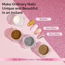 4Pcs Chrome Nail Powder For Gel Nails, Aurora Fine Glitter Powder Mirror Effect Pigment Pearlescent Mermaid Pigment Pearl Glitter For Home DIY Salon Use{"Color_name":"WhiteGoldSilverChampagne"} - 白色金色銀色香檳色 - 查看 5