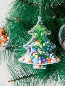 10pcs Clear Fillable Ornaments Balls Christmas Tree Shaped Plastic Ball For DIY Crafts Hanging Transparent Ornament Balls For Christmas Tree Decor - Multicolor - View 7