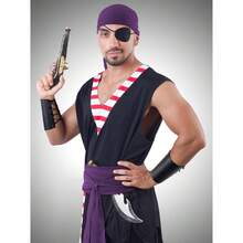 4 Pcs Pirate Costume Men Women Pirate Bandana Sash Belt Hat Accessories Cosplay Masquerade - 黑色,深紫色 - 查看 4