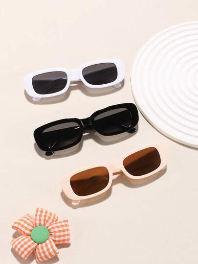 3 szt. akrylowych okularów młodzieżowych w wieku 14-16 lat, proste, codzienne okulary w prostokątnej oprawce, idealne jako dodatek do odzieży i prezent świąteczny