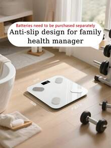 1pc Smart Body Fat Scale, Battery Powered, Bluetooth Connected, High Precision Body Composition Measurement, Fashionable Minimalist Design, Clear LCD Display, Auto On/Off, Non-Slip Base, Suitable For Home Fitness Tracking, Adult Fitness Enthusiasts, Health-Conscious Individuals, Ideal For Post-Workout Weight Management, Smart Home Fitness Equipment.