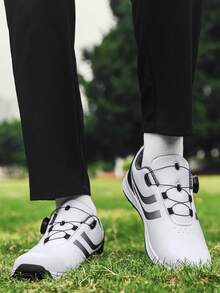 Herren Golfschuhe Neue Dicksohle Rutschfest Verschleißfest Niedrig-Top Rundkappe Drehverschluss Herren Profigolf Weiche Sohle Starker Grip Herren Profitrainingsschuhe Leder Wasserdicht Ölabweisend Große Größe 46 Bequeme Herren Sportschuhe