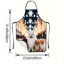 1件可爱狗狗图案印花围裙，适合居家厨房烹饪烘焙、绘画、洗碗、清洁等用途。 - 彩色 - 查看 10