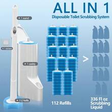 Disposable Toilet Brush With 112 Refills Toilet Bowl Wand And Holder White Toilet Cleaning Brush Toilet Bowl Wand Kit Wallmounted Toilet Brush Refill For Efficient And Deep Scrub Toilet. - 1PackWhiteToiletBrushSet - View 2