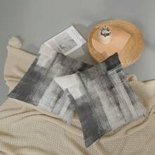 2PCS Gray Pillow Cover, Black And White Gray Abstract Art Pillow Cover, Modern Geometric Outdoor Decorative Farmhouse Cushion Cover, Suitable For Home Sofa Bed Couch, Single-Sided Without Pillow Insert. - Dark Gray - View 4