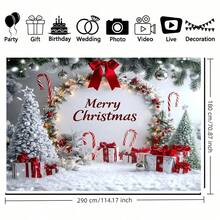 1pc Winter Christmas White Snow Scene Background Banner With Candy Canes And Silver Wig Design, Suitable For Home Decoration, Festival - New Year Party Decoration, Indoor And Outdoor Event Wall Decoration, Christmas Decorations - Multicolor - View 17