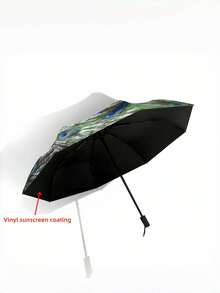 Guarda-chuva Dobrável de Pavão para Mulheres, Essenciais de Viagem, Escola, Portátil, Compacto, Proteção UV, Presentes de Natal, Sombreamento Resistente para Férias, À Prova de Chuva e Vento - Multicolorido - Visão 5