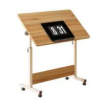 Adjustable Standing Desk, Mobile Stand Up Desk With Wheels, Portable Home Office Computer Workstations For Sitting And Standing - Oak - View 1