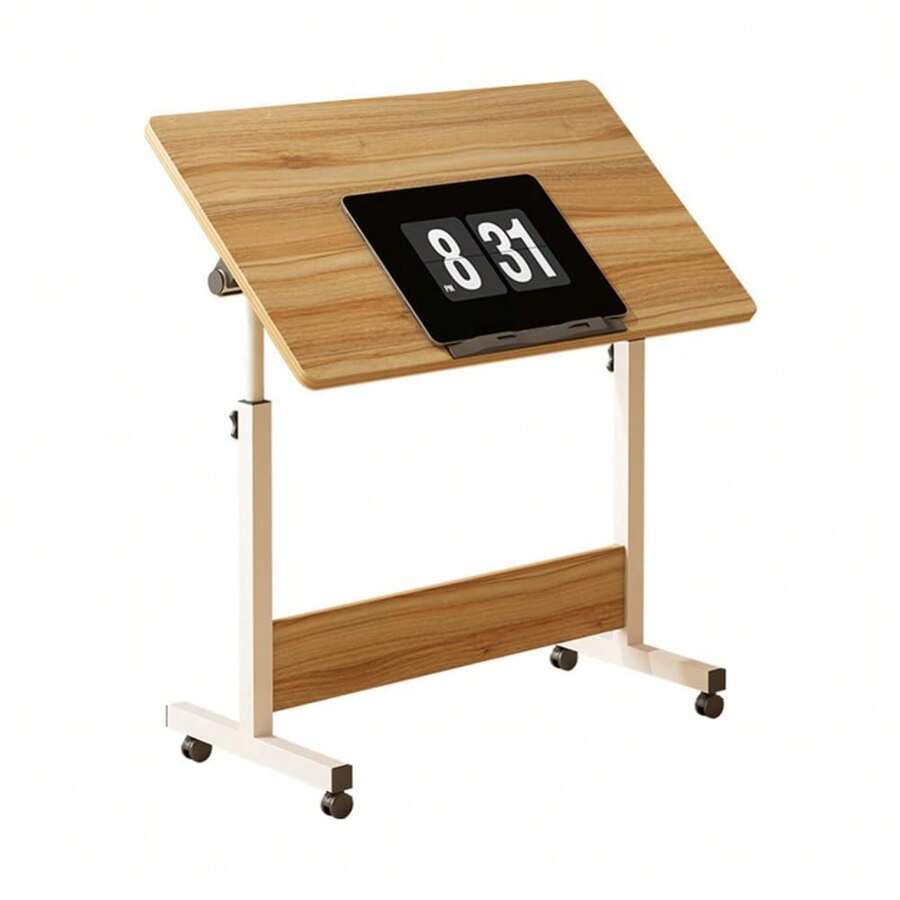 Adjustable Standing Desk, Mobile Stand Up Desk With Wheels, Portable Home Office Computer Workstations For Sitting And Standing - Oak - View 1