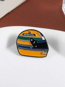 1pc Helmet Hard Enamel Pin Creative Racing Helmet Collar Badge Jewelry Gift For Friends - Multicolor - View 6