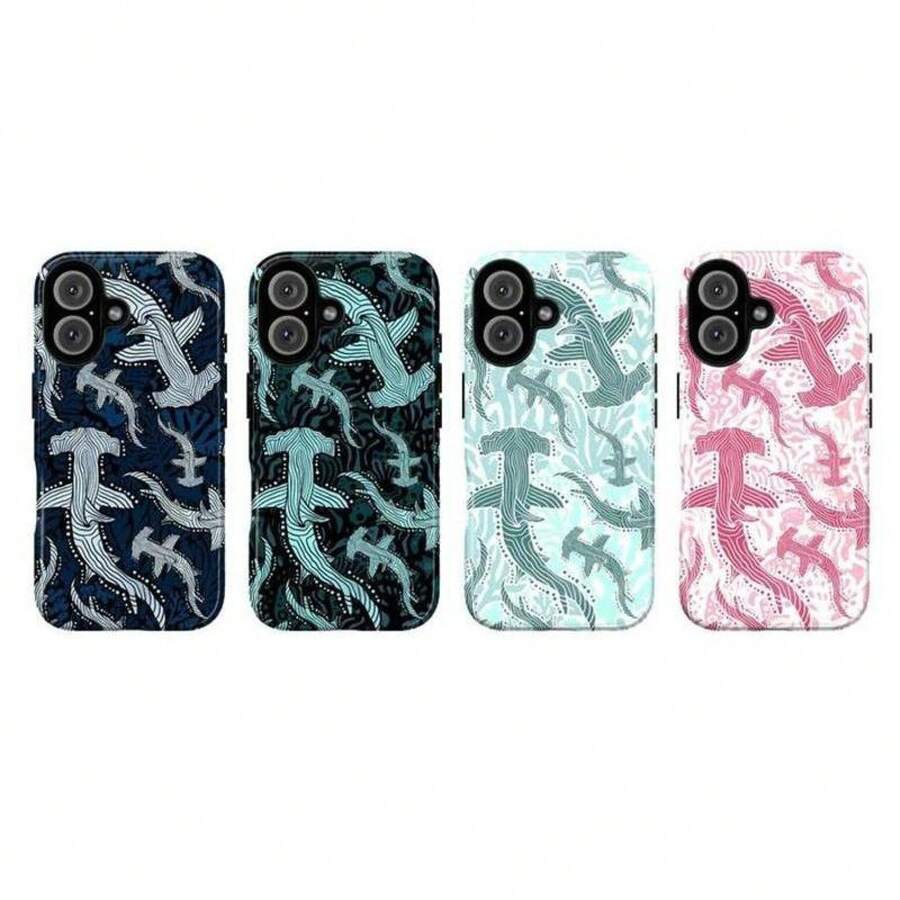 Whale Shark Coral Reef Phone Case, Ocean Sea Tough Phone Case, Blue Fish Cover, Gift For Him For Her, Phonecover For Iphone 16 15 14 13 12 11 Pro Plus...And - 混合色1 - 查看 1