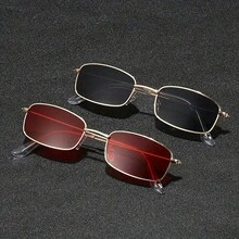 Fashionable Metal Frame Glasses With Bright Red And Black Gradient Lenses, Suitable For  Buyers
