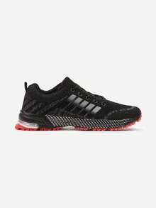 Weiche gestrickte sportliche Sneaker - Damen Lässig Sport/Aktiv Schuhe - Schwarz - Übersicht 3