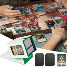 Magnetic Card Deck Box For TCG Storage, Holds 100 Double-Sleeved Cards - White & Green - View 5