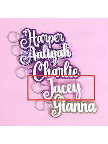 1pc Acrylic Personalized Name Tag Keychain, Perfect Gift For Family And Friends, Colorful, Cute, Kawaii, Millennium Style, Fashionable, Unisex, Casual, Customizable, Ideal Gift For Him/Her - Steel Keychain + White Buckle - View 52