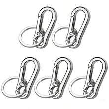 5 pièces Mousqueton porte-clés en acier inoxydable, mousqueton homard de 7 cm avec anneau porte-clés, pince à ressort durable, convient aux hommes, cadeau idéal