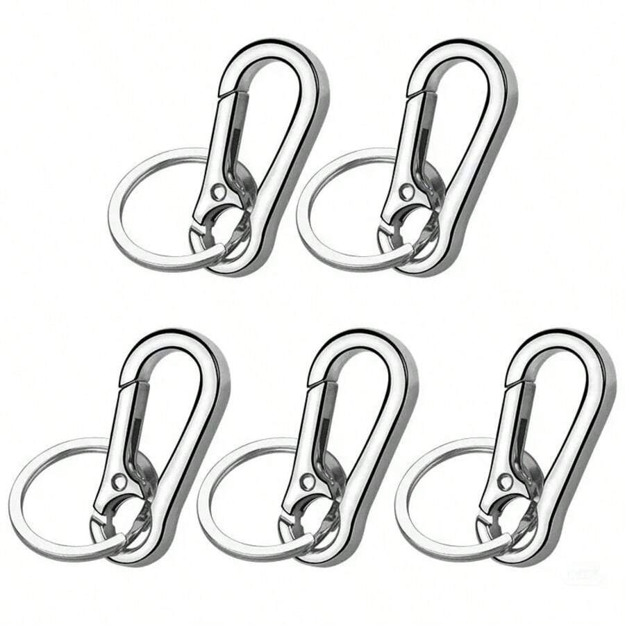 5 pièces Mousqueton porte-clés en acier inoxydable, mousqueton homard de 7 cm avec anneau porte-clés, pince à ressort durable, convient aux hommes, cadeau idéal