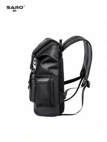 saroxi Men's Casual Backpack, Fashionable Flip-Cover Backpack, Lightweight And Portable, Suitable For Travel, Camping, Hiking, School, Student, Campus, Youth, Essential Gift Laptop Bag Travel Bags - màu đen - Xem 4