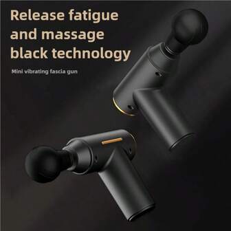 OBOVAY Pistola de masaje USB de 500mAh, masajeador de músculos negro y dorado, dispositivo de terapia de vibración para relajación muscular, pistola de fascia portátil