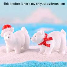 Pequeño regalo de Navidad, ornamento de paisaje micro de musgo con oso polar ártico, decoración de animal oso blanco