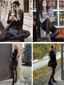 Eine großformatige Damen Winter Strumpfhose, mit Fleecefutter und dickem Grundstoff, weiches und elastisches Hochbund Design, lange Röhrensocken für Herbst und Winter, ein warmes Bein-Accessoire, geeignet für tägliche Ausflüge im Herbst und Winter, für Dates und Fotoshootings um die Beine schlanker erscheinen zu lassen.
