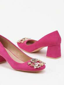 Elegantes tacones de bloque con rhinestones para mujer - Fiesta/Formal - Primavera/Otoño - Morado Violeta - Ver 6