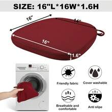 BUYUE Luxury 100% Pure Memory Foam Chair Cushions 4 Pack, Jacquard 16" U-Shape Comfortable Dining Chair Pads, Removable Slip Resistant Kitchen Chair Seat Cushions, (Set Of 4, Burgundy)