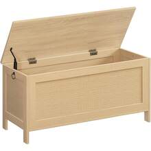 HOOBRO Storage Bench, Large Toy Box, Storage Chest With Faux Rattan Decoration, Toy Chest, 39.4'' Toy Storage Organizer, Ty Hinge And Sturdy Support, For Living Room, Bedroom, Natural NL101CW01