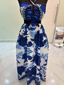 Long Dress With Openwork Straps, New Summer Fashion - Blue - View 3