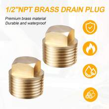 2pcs Brass Boat Drain Plug, 1/2inch NPT Boat Drain Plug Garboard Drain Plug Solid Brass Boat Drain Plug Kit For Boat Hull Bayliner Four Winns Glastron Larson Sea Ray Starcraft
