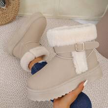 Bottes de neige décontracté à boucle pour femmes, pour un port intérieur et extérieur, automne/hiver