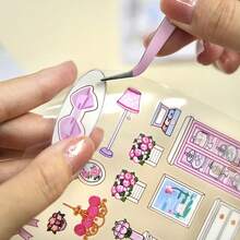 Toca Boca păpușă roz magazin de dulciuri scenă viața de zi cu zi DIY lucrat manual scrapbooking autocolante copii jucării - Roz praf - Vizualizare 3