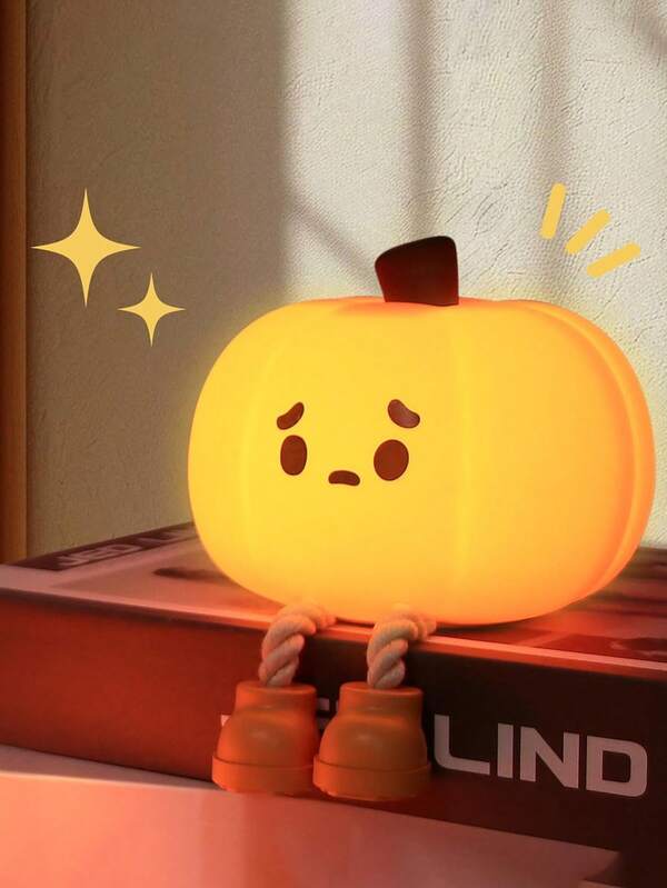 1pc New Modern Pumpkin Night Light, A Cute Silicone Bedside Lamp That Doubles As A Phone Holder, A Children's Silicone Dimmable Nursery Night Light, A Fun, Squeezeable, Stress-Relieving Night Light For Dorm Rooms, And A Great Mood Light For Bedrooms And Living Rooms.