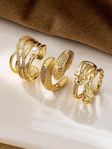 1 Pc Gold-Tone Luxurious Zirconia Ring, Sparkle Crystal Rings Set For Women Everyday Wear, Stackable Minimalist Adjustable Size Ring With 18K Gold Plating