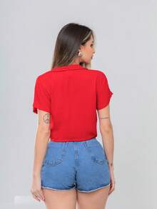 Women's Shirt Blouse Buttons Viscose Fresh Summer Comfortable Style Best Quality - 紅色 - 查看 2