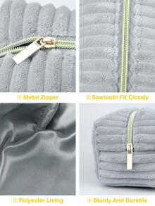 Luxury Minimalist Ins Girls Wide-Stripe Corduroy Soft Makeup Bag Large Capacity Storage Portable Travel Beauty Bag Women's Zippered Pouch With Niche High-End Aesthetic Commuter Travel Beauty Bag - Must-Have For Students Halloween & Christmas Holiday Gift