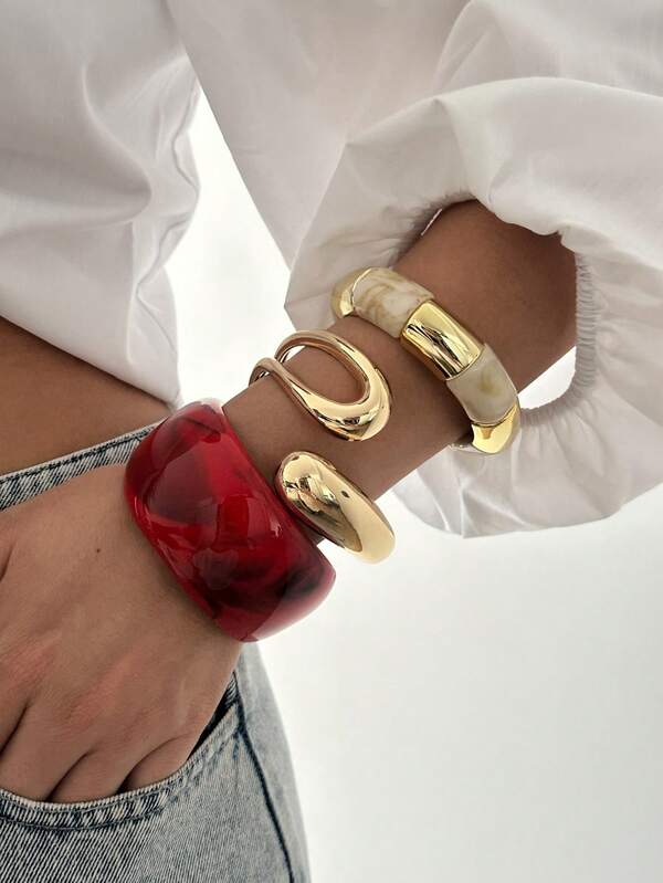 Fashionable & Versatile Acrylic Minimalist Metal Bangle Bracelet For Women