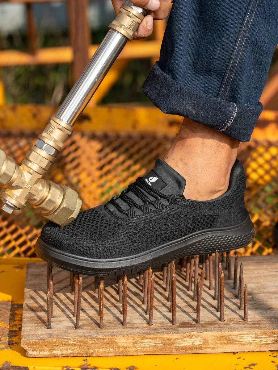 Steel Toe Shoes For Men, Black Anti Smashing And Anti Puncture Forging Workshop,Construction Work & Daily Wear Indestructible Shoes - Black - View 1