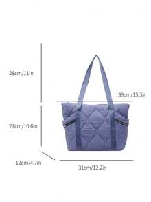 2025 Winter Korean Style Large Capacity Bag, Versatile One Shoulder Canvas Bag, Casual Rhombus Pattern Tote Bag For College Students