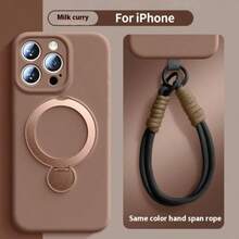 Magnetic Ultra-Thin Magnetic Phone Case Compatible With IPhone 16, 16 Pro Max, 15 Pro, Liquid Silicone Phone Case With 360° Support, Lanyard, Kickstand And Camera Lens Protection