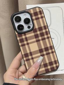 1 pezzo Custodia protettiva per telefono con motivo a quadri vintage, texture antiscivolo e antiurto, morbida, compatibile con Apple e altri telefoni