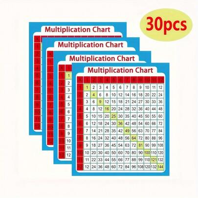 30pcs/Set Multiplication Chart Stickers - Math Desktop Learning Stickers - Educational Aids - Classroom Stationery Stickers