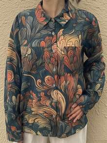 Women's Fashion Loose Casual Comfortable Retro Print Shirt