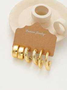 6-18pcs Gold-Tone New Resin & CCB Exaggerated C-Shape Water Drop Earrings Fashion Jewelry Set