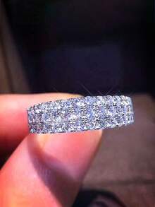 1 pezzo Anello minimalista con tre file di pietre di zirconia, nuovo accessorio anello da dito alla moda, elegante anello impreziosito da due file di zirconia, gioiello in zirconia minimalista e delicato, anello alla moda con zirconia bicolore incorporata per le donne