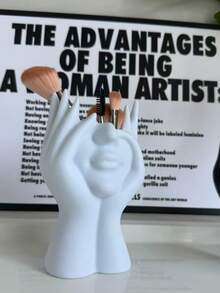 1pc Creative Human Body Painting Design Multi-Functional Desk Organizer Pen Holder Makeup Brush Holder Decorative Item - Multicolor - View 6