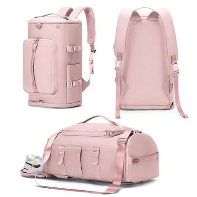 女士健身包、瑜伽包、运动包、多功能收纳背包，带独立鞋仓，功能齐全，可手提、单肩背、双肩背，900D加厚牛津布，防水运动包，适合运动、健身、锻炼，大容量旅行包，男女通用，旅行必备，耐用健身包